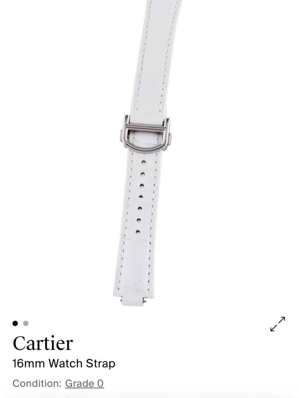 Cartier White Leather 16mm Watch Strap with Silver Buckle